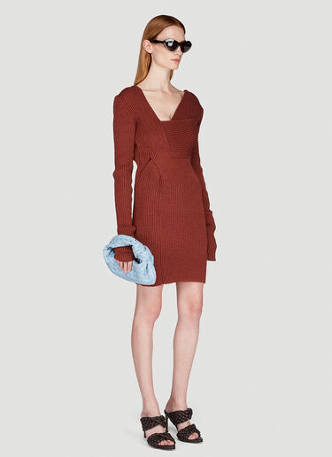 Bottega Veneta Asymmetric Knit Dress Brown bov0240021