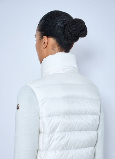 LN-CC® - Moncler: Quilted Puffer Jacket with Knit Sleeves - White Moncler Quilted Puffer Jacket with Knit Sleeves White mon0265106