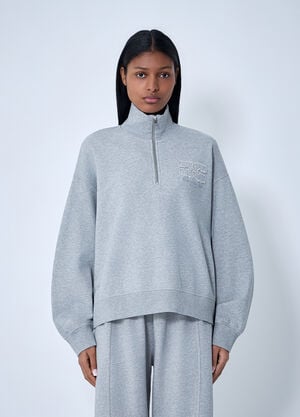GANNI Half-Zip Sweatshirt Grey gan0263013