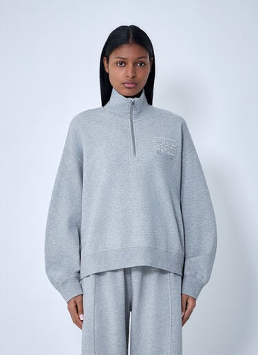GANNI Half-Zip Sweatshirt Grey gan0263013