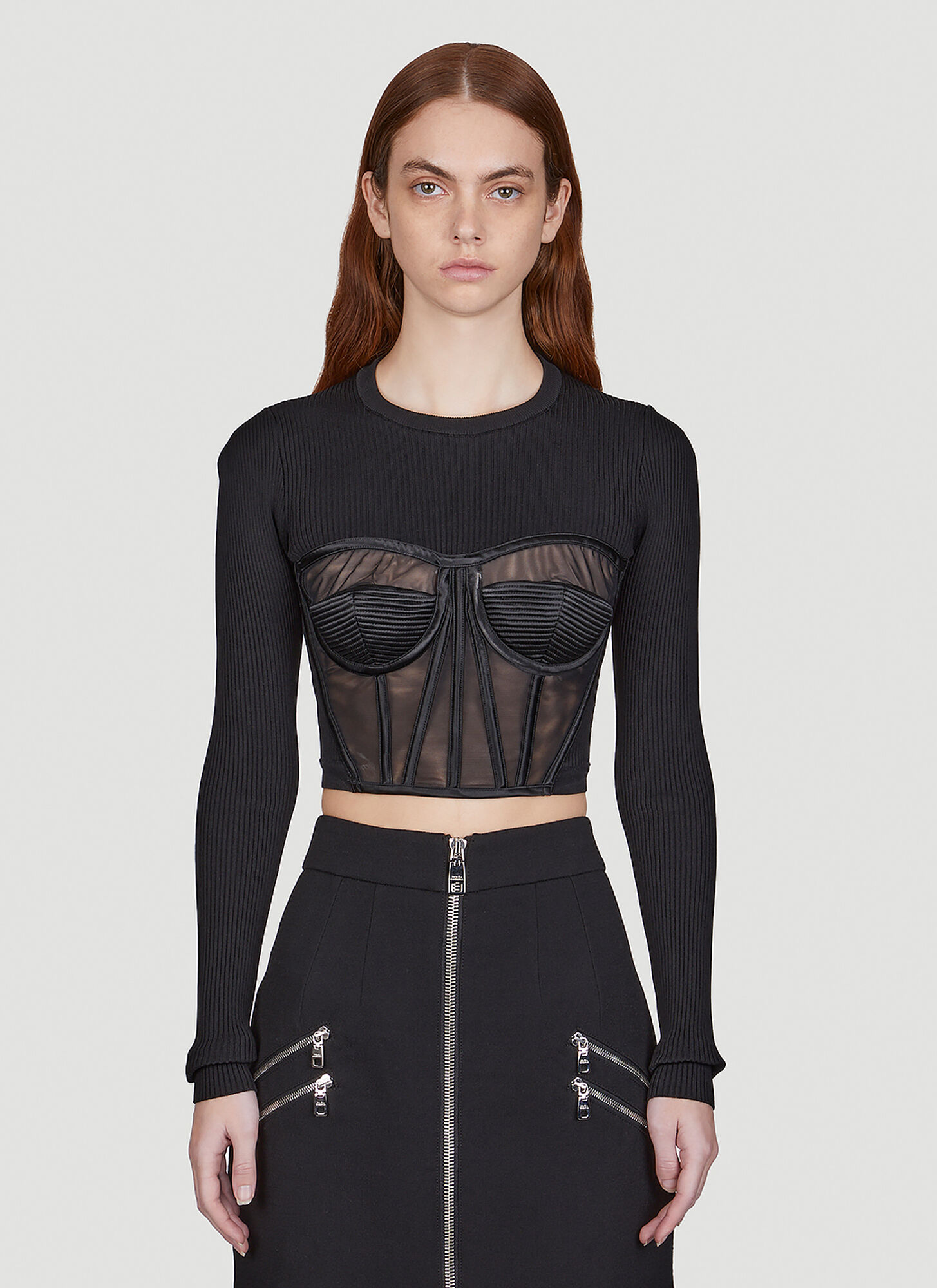 Dolce & Gabbana Corset Cropped Top In Black