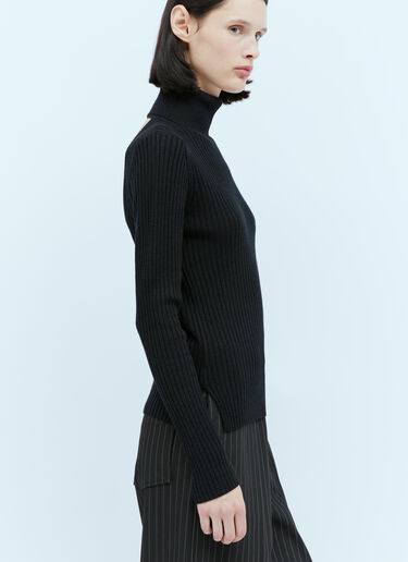 GANNI Open Back Wool Sweater Black gan0254012