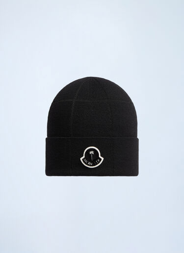 8 Moncler Palm Angels Logo Patch Beanie Hat Black mpa0359007