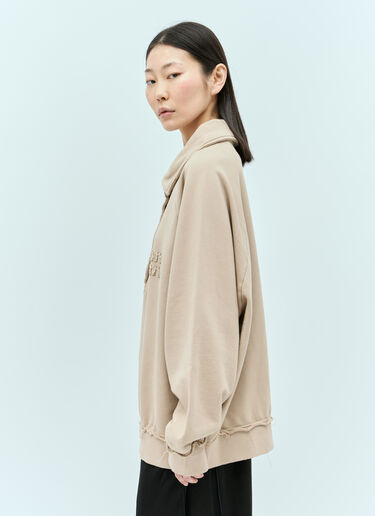 Miu Miu Logo Patch Polo Sweatshirt Beige miu0255003