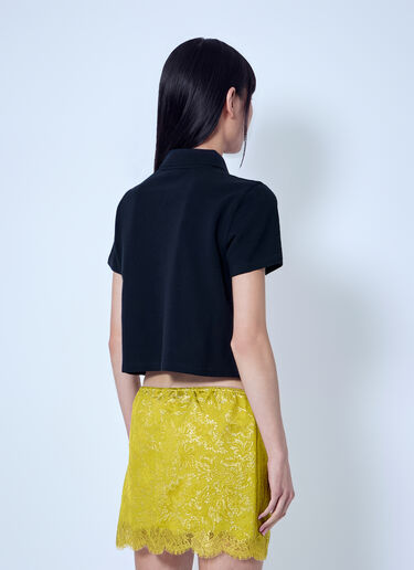 LN-CC® - Saint Laurent: Cassandre Cropped Polo Shirt - Black Saint Laurent Cassandre Cropped Polo Shirt Black sla0265002