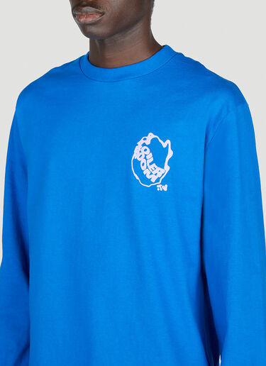Boiler Room Waved Logo Long Sleeve T-Shirt Blue bor0153010