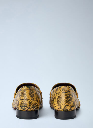 LN-CC® - Dries Van Noten: Python-Print Leather Loafers - Yellow Dries Van Noten Python-Print Leather Loafers Yellow dvn0265029