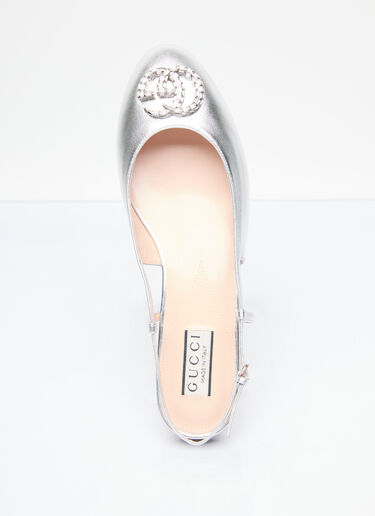 Gucci Crystal Logo Ballerina Flats Silver guc0255187