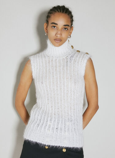 Gitter Mohair Top Balmain Gitter Mohair Top White bln0253005