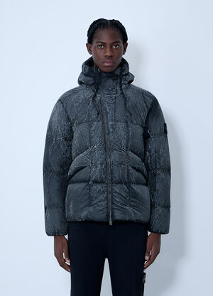 Stone Island Printed Short Down Jacket Black sto0164009