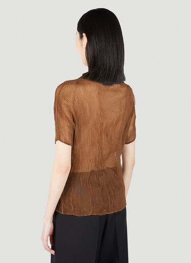 Issey Miyake Chiffon 扭纹高领上衣 棕色 ism0251006