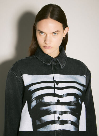 Jean Paul Gaultier 바디 마리니에르 프린트 데님 셔츠 블랙 jpg0258013