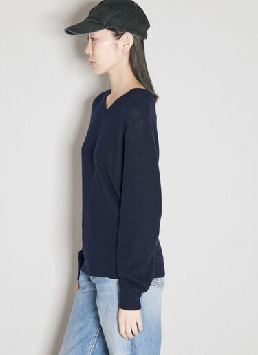 Saint Laurent 羊绒桑蚕丝 V 领针织衫 蓝色 sla0255018
