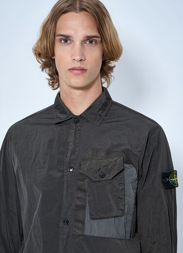 LN-CC® - Stone Island: Technical Overshirt with Patch Pocket - Grey Stone Island Technical Overshirt with Patch Pocket Grey sto0165001
