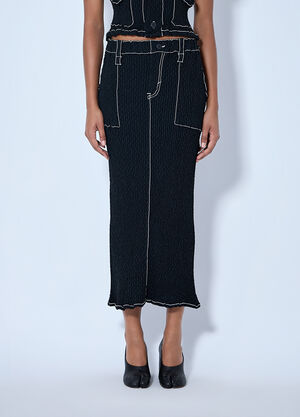 Issey Miyake Wavelet Ensemble Midi Skirt  Black ism0264012