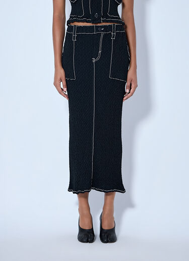 LN-CC® - Issey Miyake: Wavelet Ensemble Midi Skirt - Black Issey Miyake Wavelet Ensemble Midi Skirt Black ism0264012