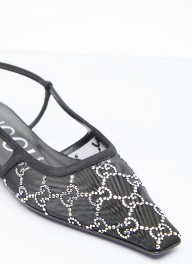 Gucci GG 水晶露跟平底鞋  黑色 guc0255061