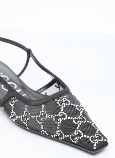 GG Crystal Slingback Flats Gucci GG Crystal Slingback Flats Black guc0255061