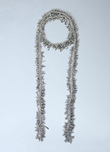 Dries Van Noten Embellished Metal Fringe Necklace Silver dvn0263014