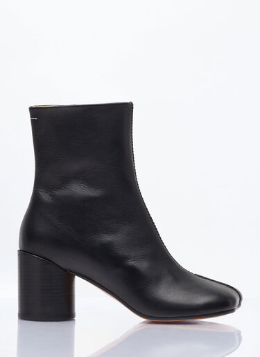 MM6 Maison Margiela Stitch-Out Leather Ankle Boots Black mmm0257011