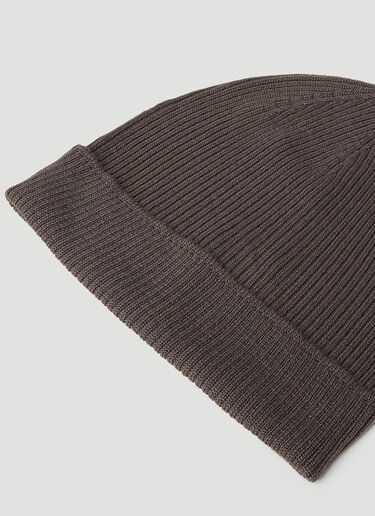 Rick Owens Ribbed Knit Beanie Hat Brown ric0151034