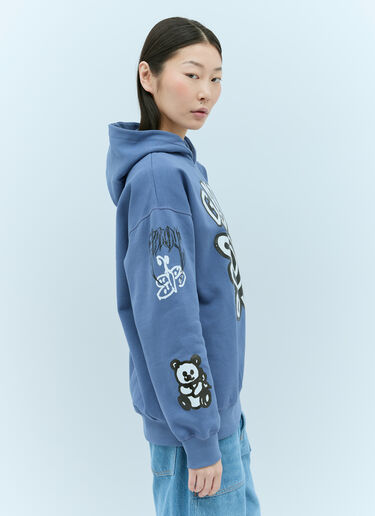 GANNI Isoli Mega Flower Oversized Hooded Sweatshirt Blue gan0255037