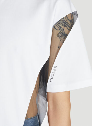 Mugler Sheer Panel T-Shirt White mug0351002