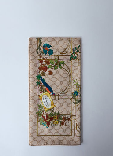 Gucci Printed Silk Scarf Beige guc0259066