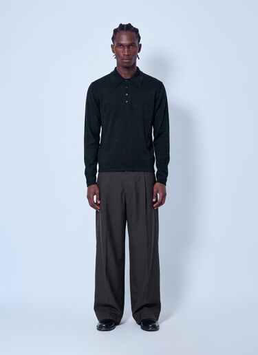 LN-CC® - Lemaire: Ls Knitted Polo Top - Black Lemaire Ls Knitted Polo Top Black lem0166017