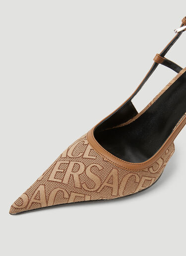 Versace Logo Sling Back High Heels Beige vrs0253030