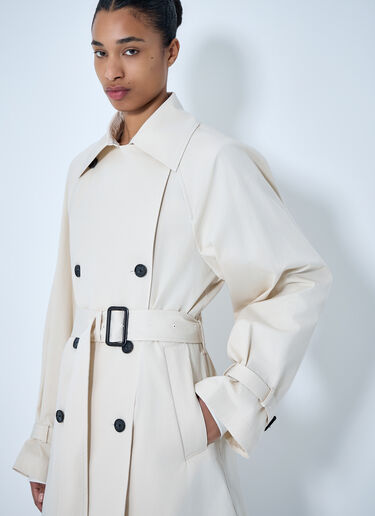 TOTEME Double-Breasted Cotton Trench Coat Cream tot0264017