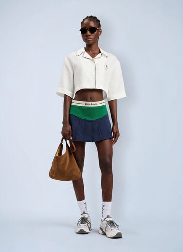 Palm Angels Classic Logo Pleated Skirt Blue pma0264226
