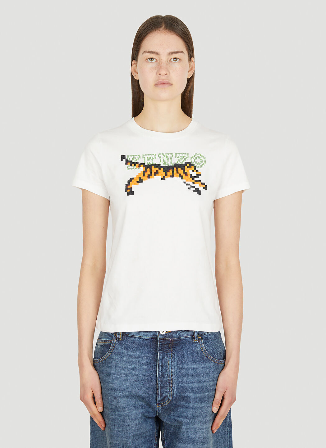 Kenzo タイガー ピクセル Tシャツ グリーン knz0253017