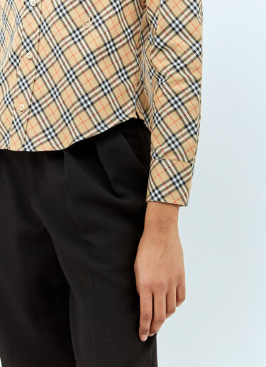 Burberry Check Cotton Shirt Beige bur0258001