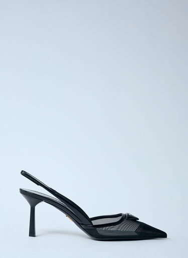Prada Logo Plaque Pointed Heels Black pra0260005