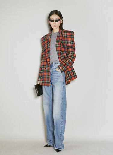 Saint Laurent Oversized Tartan Wool Blazer Red sla0254027