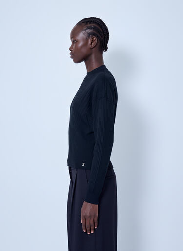LN-CC® - Sportmax: Ribbed Knit Sweater - Black Sportmax Ribbed Knit Sweater Black spx0266004