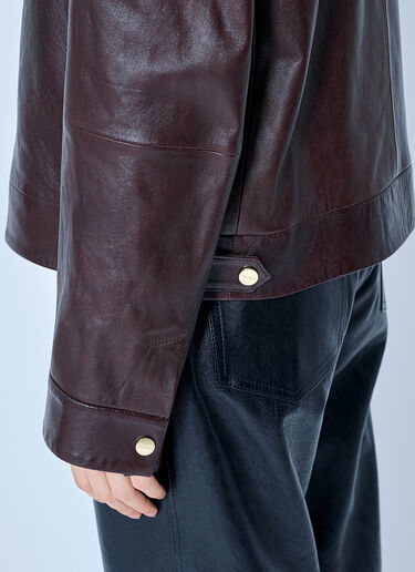 LN-CC® - Max Mara: High-Collar Leather Jacket - Dark Brown Max Mara High-Collar Leather Jacket Dark Brown max0265214