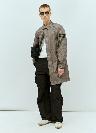 Nylon Jacket With Signature Compass Patch Stone Island Nylon Jacket With Signature Compass Patch Grey sto0156027