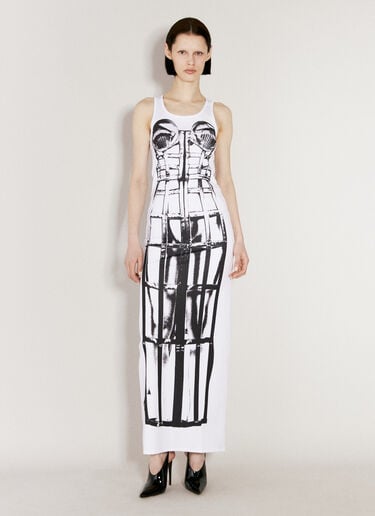 Jean Paul Gaultier Cage Trompe L'Oeil Maxi Dress White jpg0256015