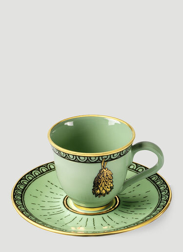 Gucci Set of Two Odissey Demitasse Cups with Saucers Green wps0690079