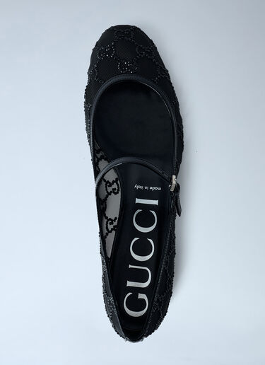 Gucci Embellished GG Ballerina Flats Black guc0261063