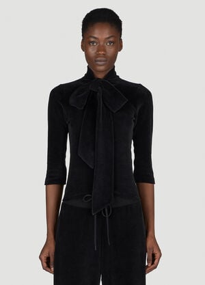 Balenciaga Scarf Turtleneck Terry-Cloth Blouse Black bal0254009