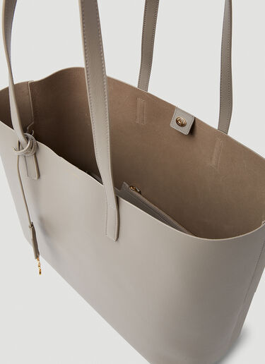 Saint Laurent Leather Shopping Tote Bag Grey sla0253086