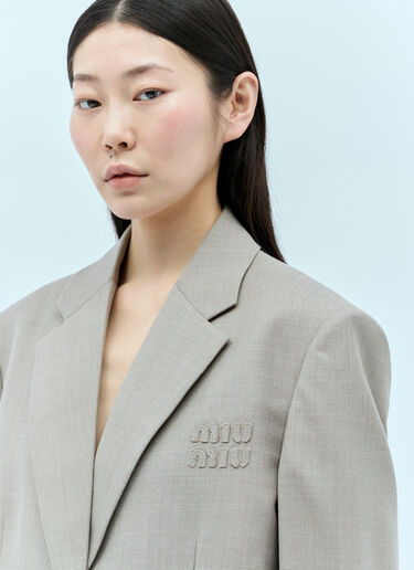 Miu Miu Single-Breasted Wool Blazer Beige miu0256004