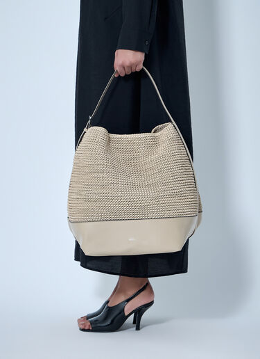 Belted Woven Leather Tote Bag TOTEME Belted Woven Leather Tote Bag Beige tot0264038