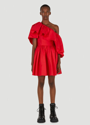 Alexander McQueen Asymmetric Ruffle Mini Dress Red amq0250065