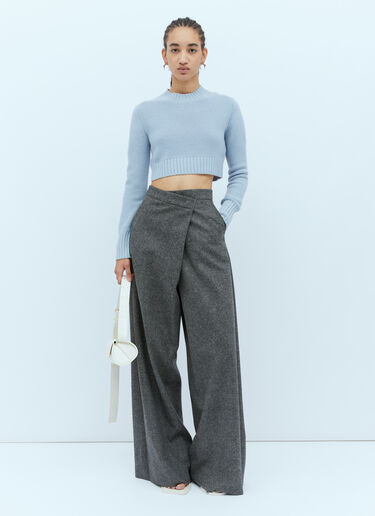 Max Mara Wide Leg Wool Pants Dark Grey max0254054