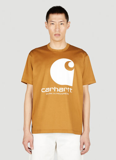 Junya Watanabe x Carhartt ロゴプリントTシャツ ブラウン jwc0152004