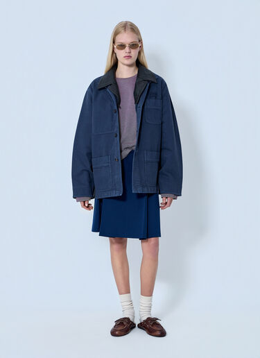 Miu Miu Single-Breasted Garment-Dyed Gabardine Jacket Blue miu0264102